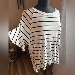 Striped Black and White Women's Top